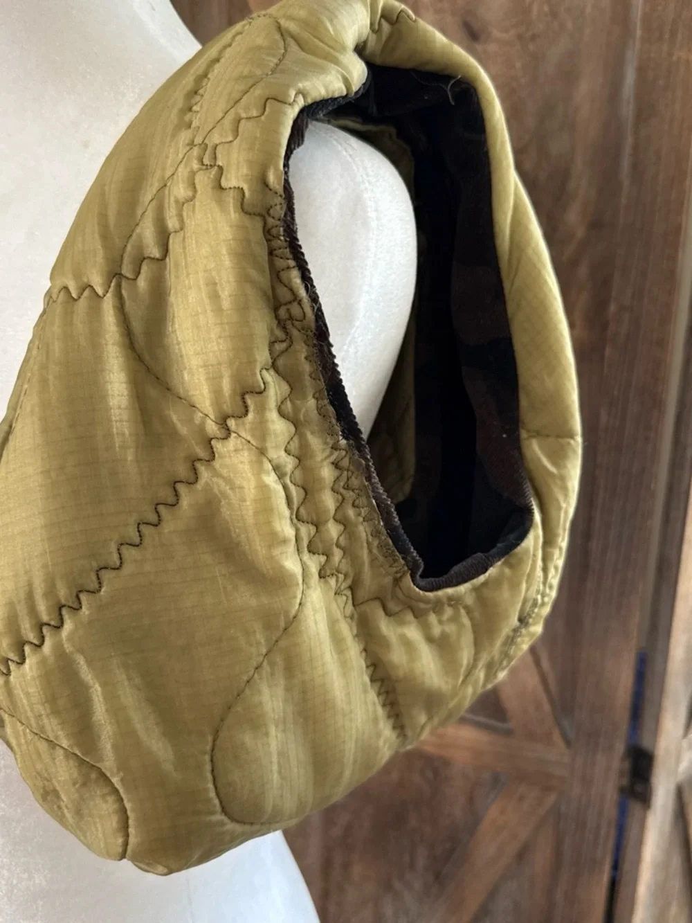 Quilted Olive Green Shoulder Bag
